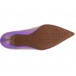 Linea Paolo - Meryl - Women's Block Heel Square Toe Mary Jane Pumps with Chain Detail Vegan Blue Iridescent Wrinkle Metallic Pu