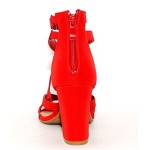 TRENDSup Collection Women's Chunky Heel Ankle Strap Sandals Red